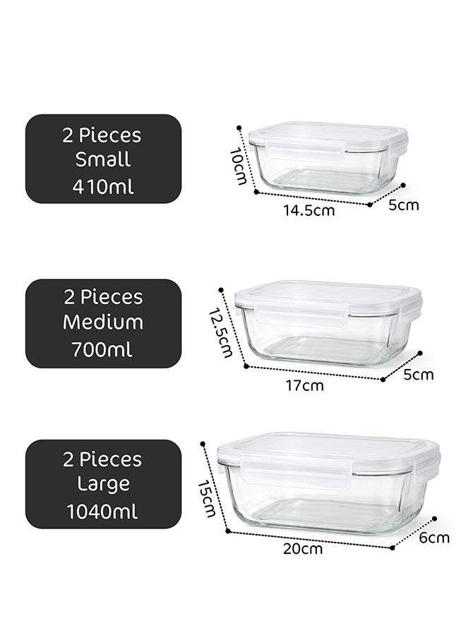 Toshionics 6 عبوات زجاجية لتحضير الوجبات مع أغطية محكمة الإغلاق لتخزين الطعام - Image 2